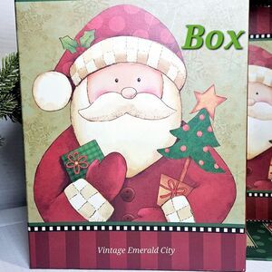 Cozy Santa Claus Gift Box Classic Christmas Cartoon Holiday Storage Keepsake Red